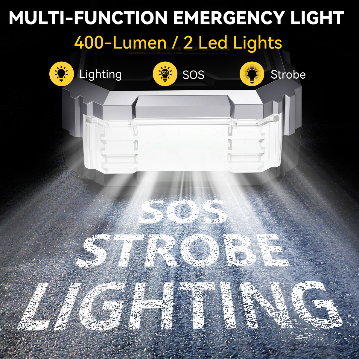 7000A Car Emergency Start Power Supply with Air Compressor, Battery Supercharger and Wireless Tire Inflator 12V Auto Jumper box