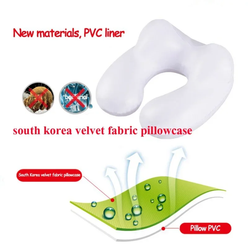 Almohada de viaje en forma de U para avión, almohada inflable para el cuello, accesorios de viaje, almohada cómoda para dormir, textil para el hogar, azul