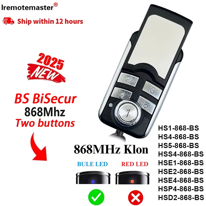 2025 nuevo para BS BiSecur 868 HSE4 HSE2 HSE1 HS5 HS4 HSE1 HSD2 HSS4 868MHz BS Control remoto puerta de garaje abridor de puerta transmisor