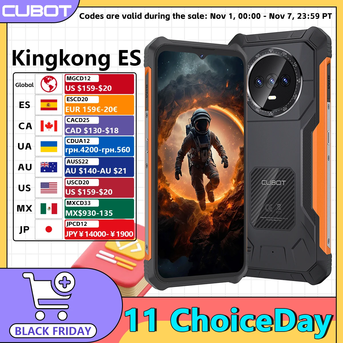 Cubot KingKong ES, smartphone robusto ultrasottile, Octa-Core, 16 GB di RAM (6 GB + 10 GB),