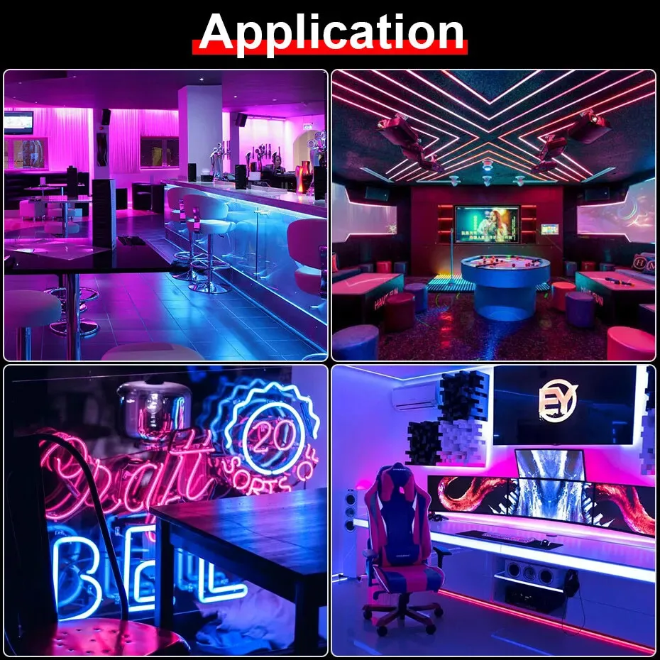 Bluetooth RGB Neon LED Strip Lights Waterproof Christmas Flexible Rope Lights USB APP/Remote Control for Gaming Room Decorations