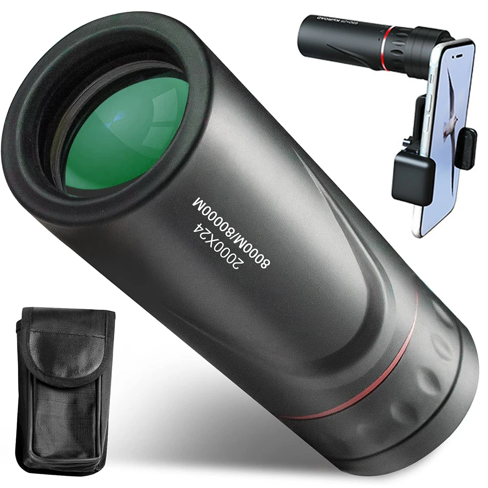 Telescopio Monocular mejorado 2000X24 HD monoculares para adultos con adaptador de teléfono monoscopio de bolsillo binoculares para observación de estrellas regalos