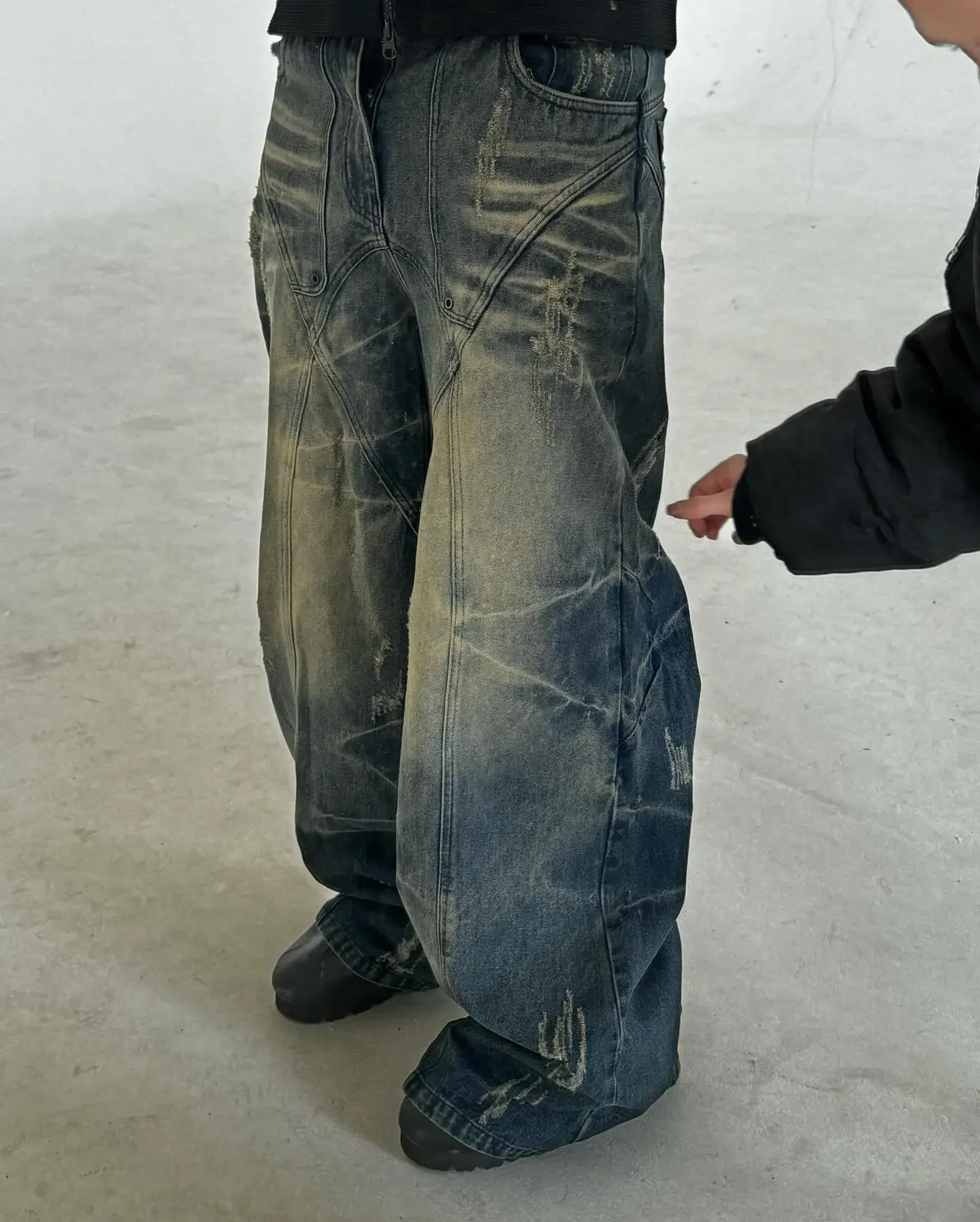 Hoch taillierte zerrissene Jeans für Frauen Retro Hip Hop Blue Baggy Jeans Slouchy Rock Punk High Street Streetwear Jeans hose weites Bein