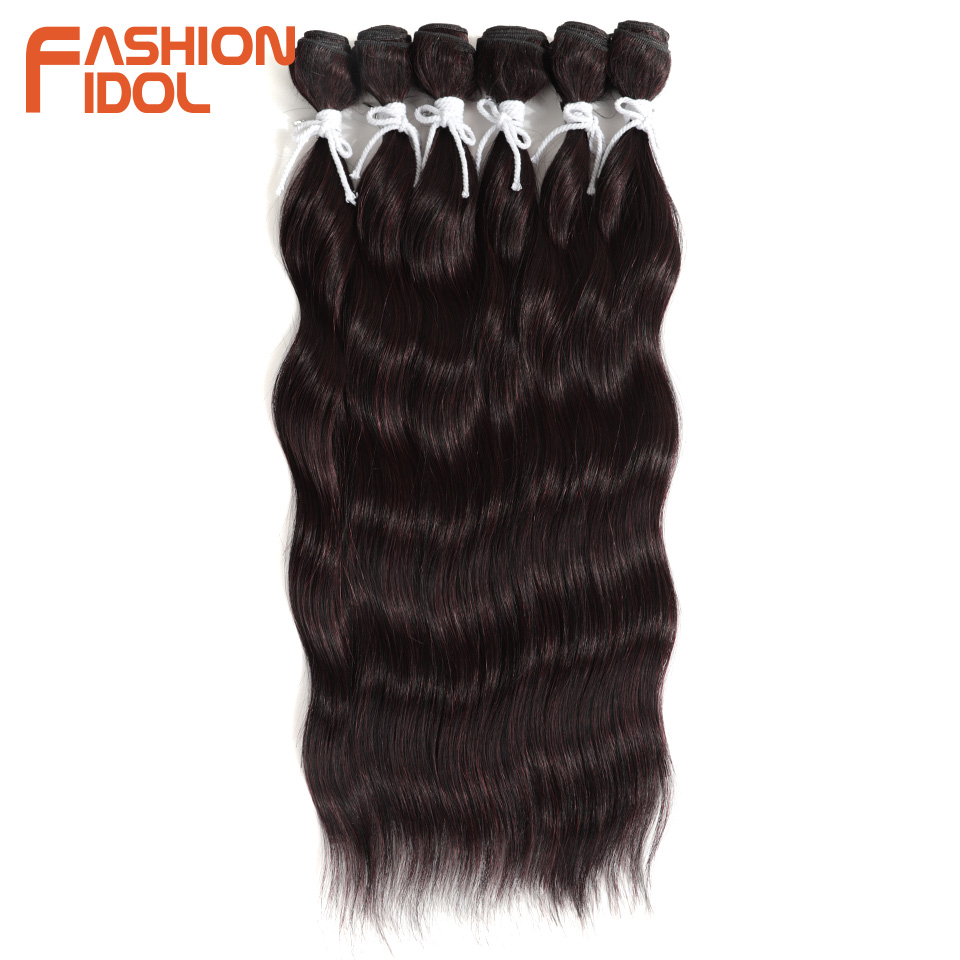 ファッションアイドル 20 インチウォーターウェーブヘアバンドル人工毛エクステンションオンブルブロンドピンク赤毛織りバンドル 6 個 210 グラム繊維