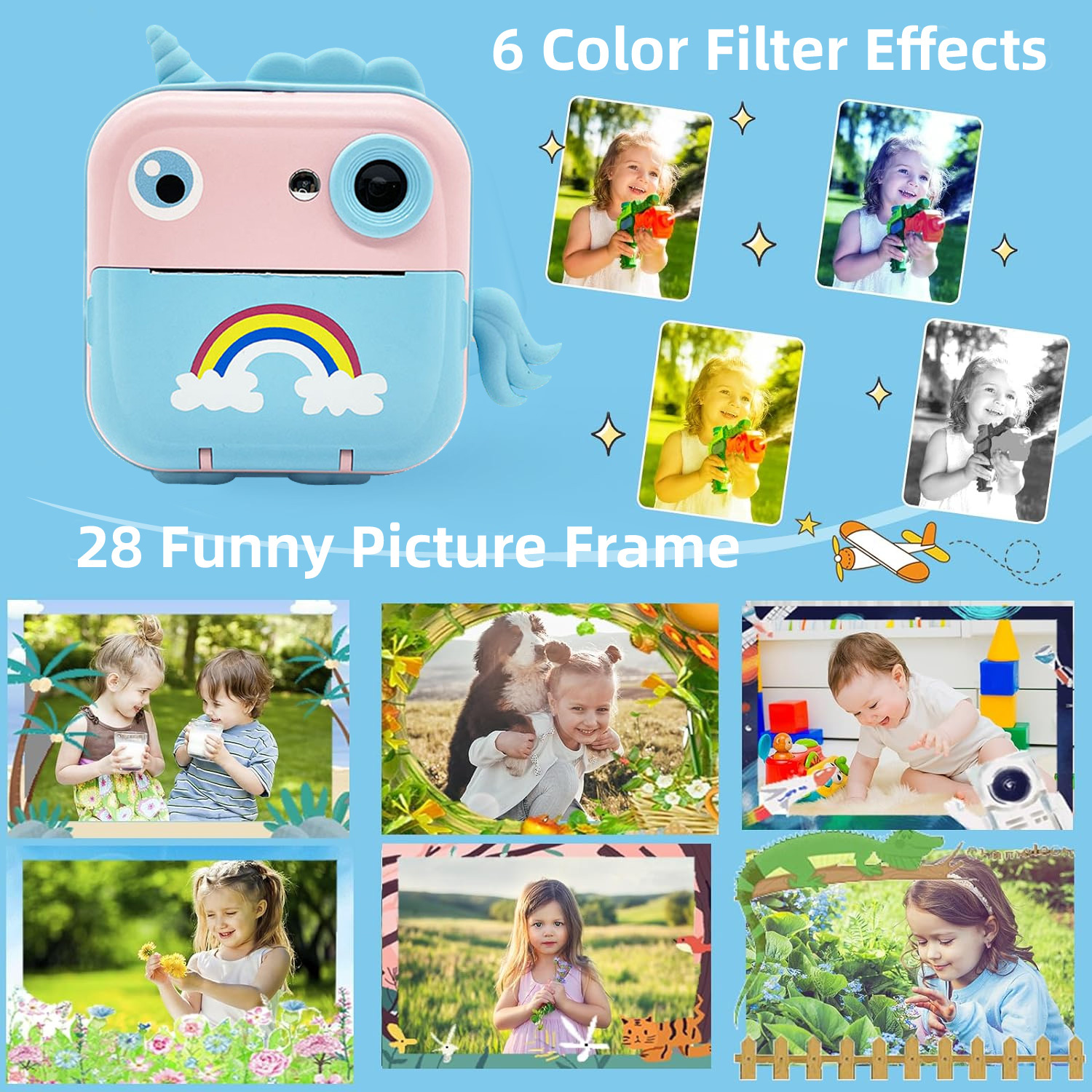 Digital Children Camera For Photography Instant Print Photo Kids Camera Mini Thermal Printer Video Educational Toys Gift