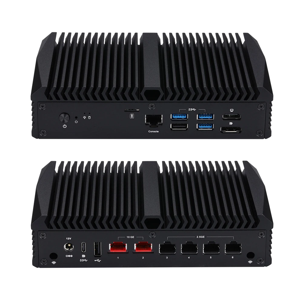 Qotom Mini PC Q10900H6-S13 N100 N305 N150 N355 Support D5 RAM with 2 10G LAN 4 I226V LAN AES-NI Computer