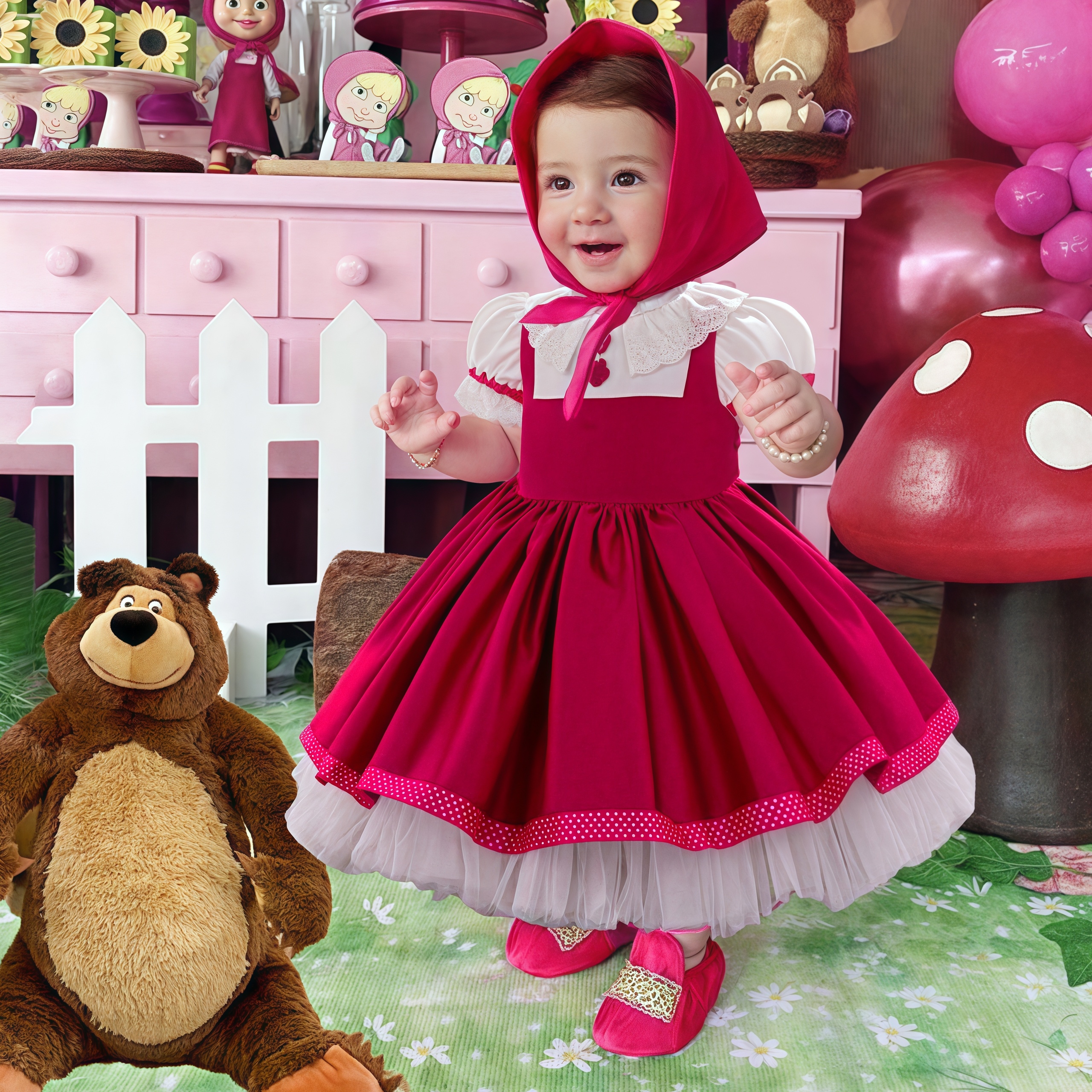 Masha e urso lolita traje para meninas empregada doméstica trajes de natal barbie 1st festa de aniversário vestidos de princesa vestido de baile de casamento