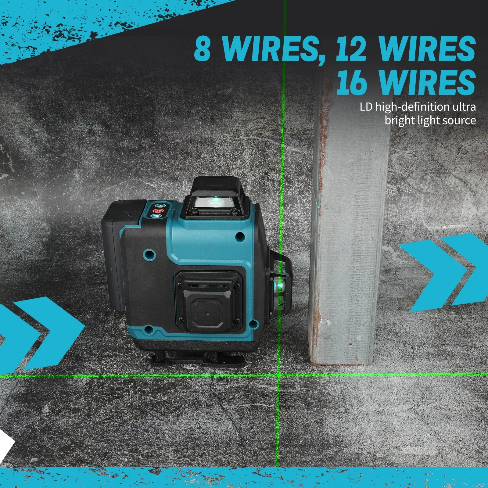 Makita 16 Lines Green Laser Level Pro, Self-Leveling & Manual Modes 4x360° 4D Green Cross Line Professional for Construction,
