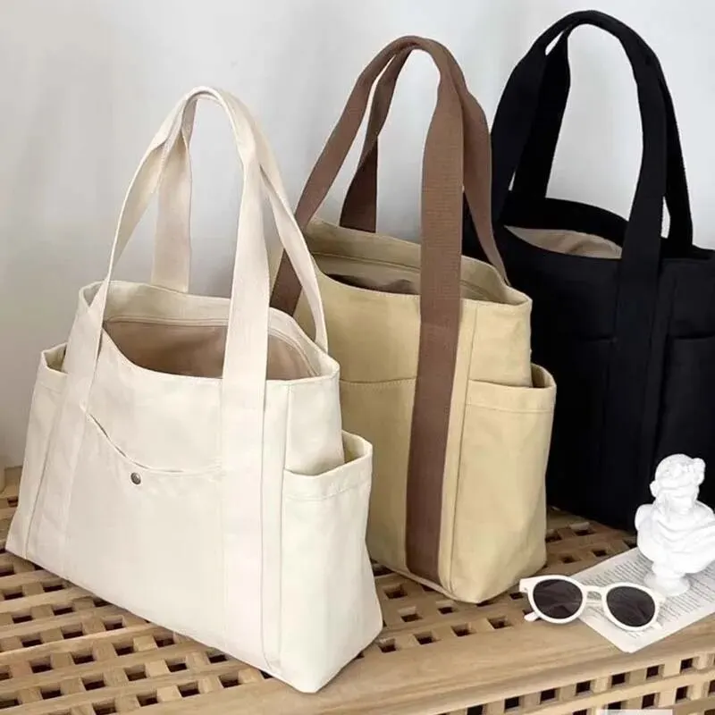 Large Capacity Tote Canvas Bag for Work Outgoing High Appearance Commuting Versatile Art Student Clothing Book Shoulder Bag Bag
