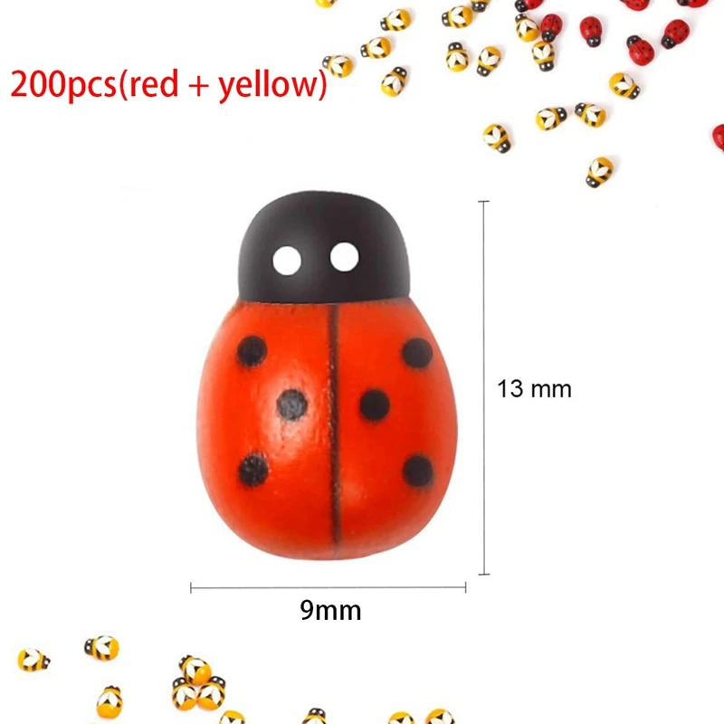 200 pezzi di coccinelle di api in legno, trombe in legno e coccinelle per artigianato Scrapbooking decorazione per feste fai da te