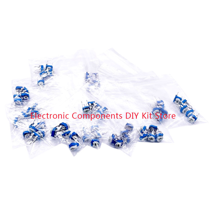 65PCS Trimmer Potentiometer RM065 Adjustable Resistance 100R~1M Potentiometers 1K 5K 10K 20K 50K 100K 500K 1M Variable Resistors