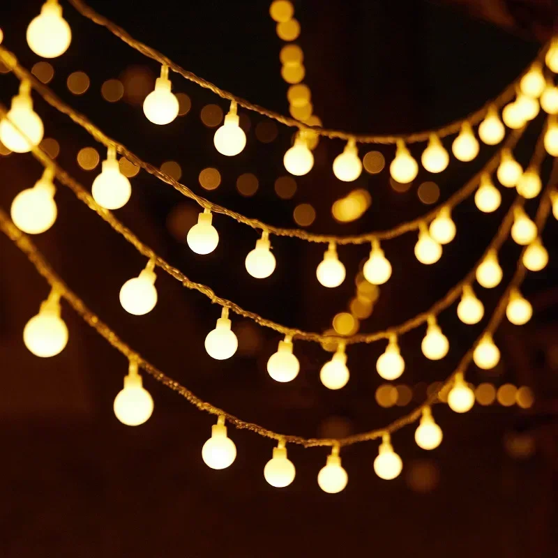 Guirnalda de luces LED de 3M, 6M, 10M, 22M, guirnalda de luces redondas impermeables para árbol de Navidad, decoración interior del hogar, boda, lámpara de 220V