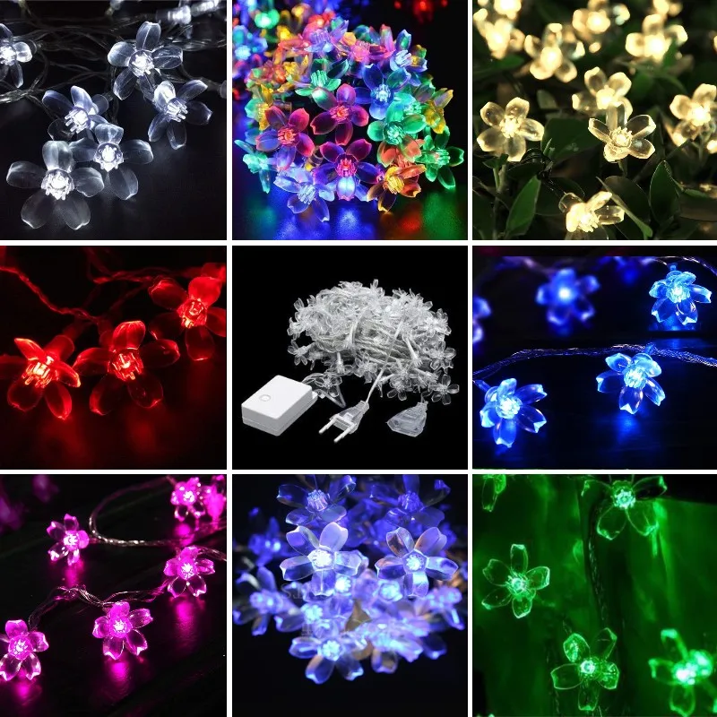 10/20M Cherry Blossom Garland Fairy Lights Indoor Christmas Decoration String Lights 200LED for Wedding Pink Party Decorations
