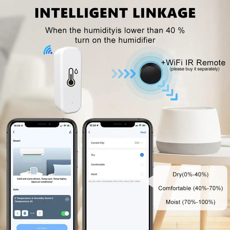 Nueva actualización Tuya ZigBee Sensor de temperatura y humedad aplicación remota Detector en tiempo Real hogar inteligente funciona con Alexa Google Home