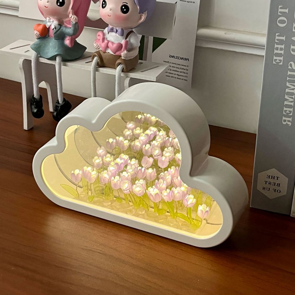 1pc artesanal diy presente criativo tulipa flor mar noite atmosfera lâmpada espelho atmosfera criativa presente de aniversário dos namorados