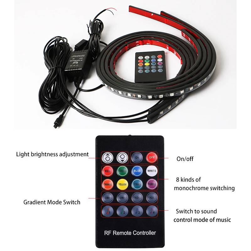 Charssis-tira de luces LED flexibles para coche, Control remoto/aplicación, luces de neón RGB, ambiente, Lámpara decorativa automática