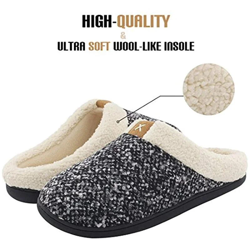 Bequeme Herren-Hausschuhe aus Memory-Schaum, Kunstpelz, warme, mit Fleece gefütterte Schuhe, Wintermode, einfache Herren-Hausschuhe