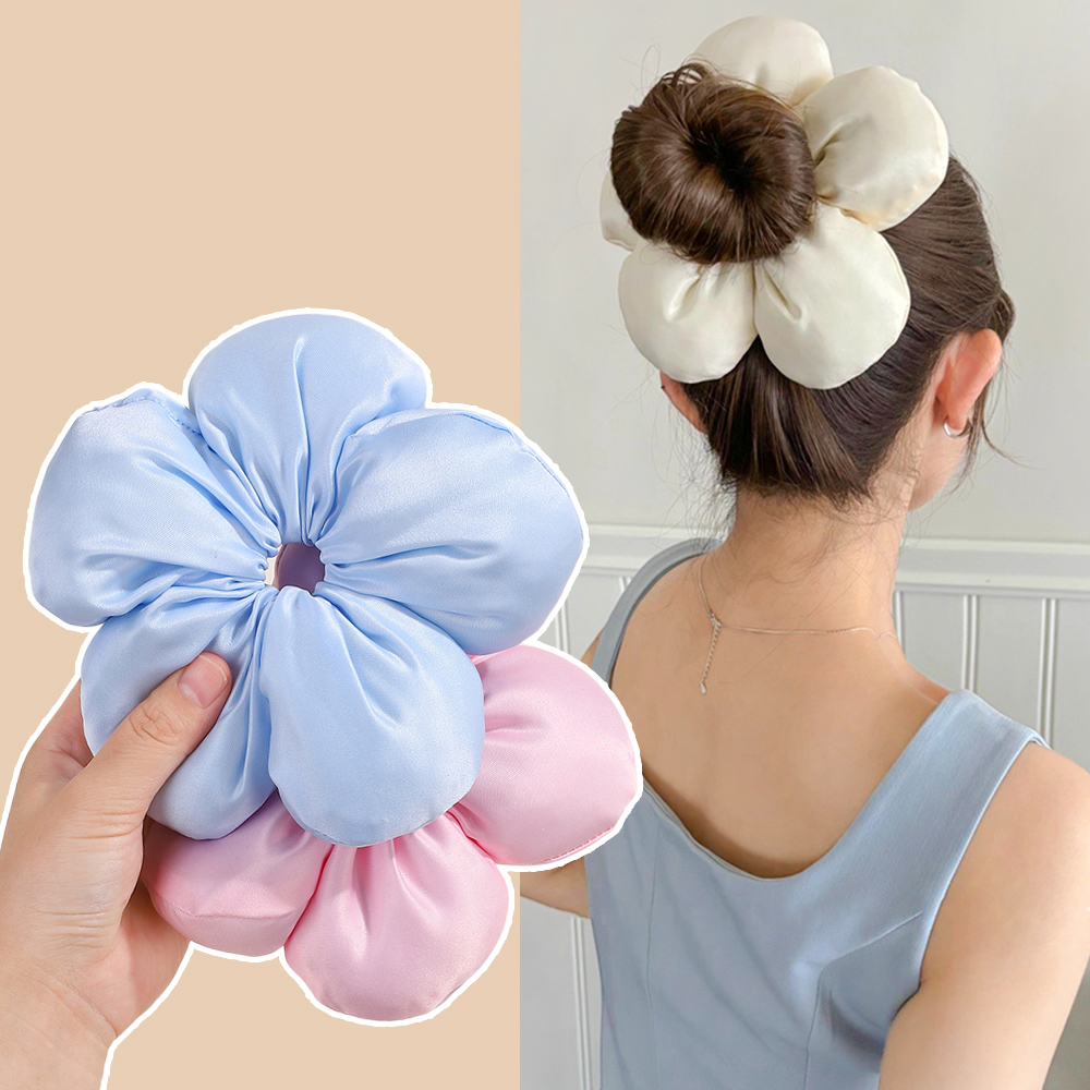 Koreaanse oversized blauwe bloem Chouchou haarbanden dames meisjes trendy ontwerp rubberen elastische haarband vakantie haaraccessoires