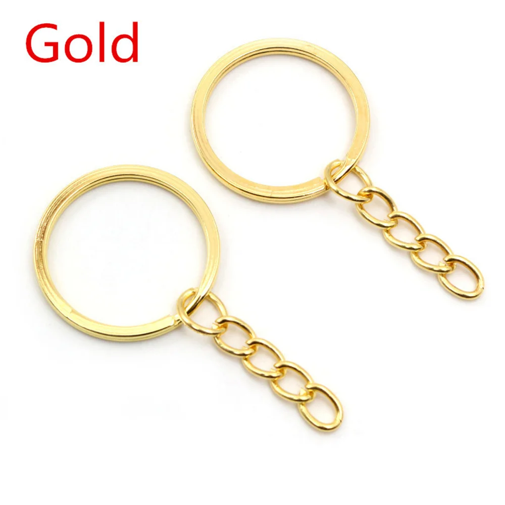 10 pezzi portachiavi catena color oro colore argento 30 mm portachiavi rotondo diviso in metallo portachiavi fai da te all'ingrosso