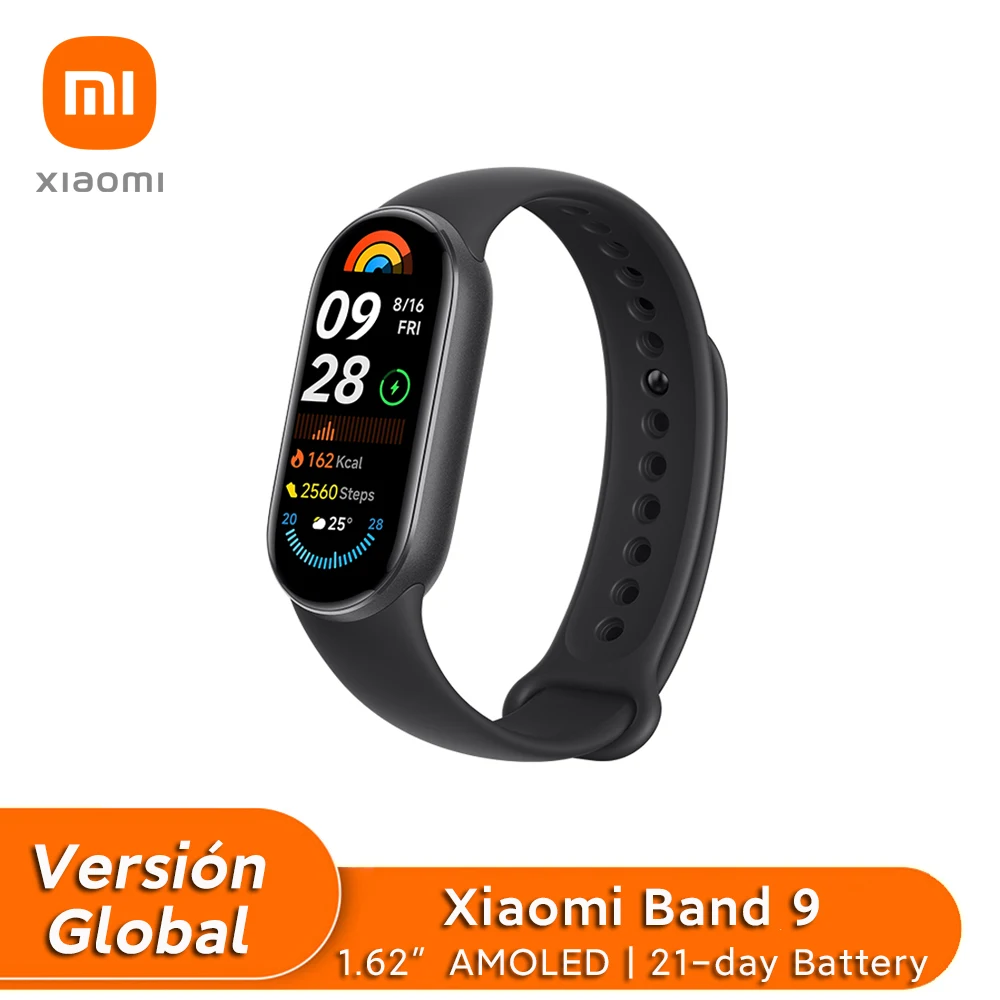 Versión global Xiaomi Smart Band 9 Pantalla AMOLED de 1,62 pulgadas 21 días de duración de la batería Admite más de 150 modos deportivos 5ATM Bluetooth 5.4