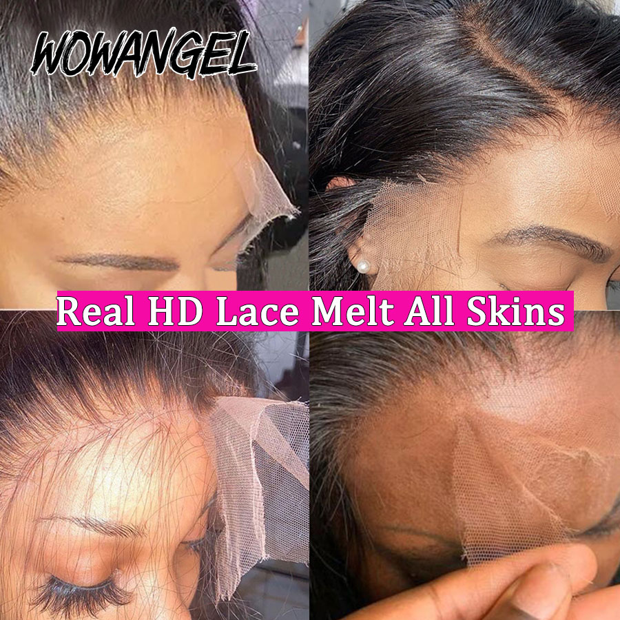 34 polegada real hd peruca dianteira do laço pré arrancado perucas retas 13x6 hd transparente laço frontal peruca de cabelo humano cabelo brasileiro para mulher