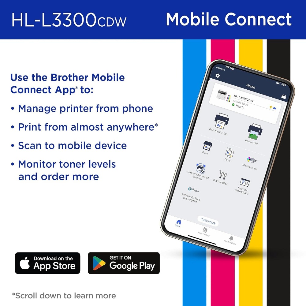 HL-L3300CDW Wireless Digital Color Multi-Function Printer with Laser Quality Output, Copy & Scan