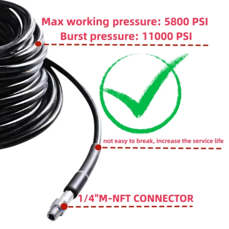 Sewer Drainage Cleaning Hose, High-Pressure Cleaning Machine Hose Kit, Rotary Button Nozzle,  For Karcher cleaning machine