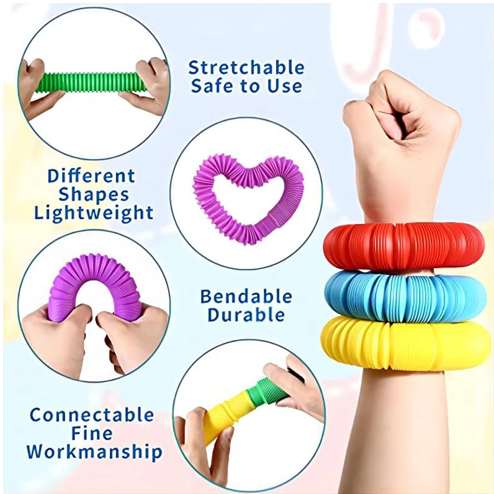 10-30PCS สีสัน Telescopic หลอด Fidget ของเล่นพลาสติก Sensory POP หลอดความเครียดบรรเทาของเล่นผู้ใหญ่ Decompression ของเล่นเด็กของขวัญ