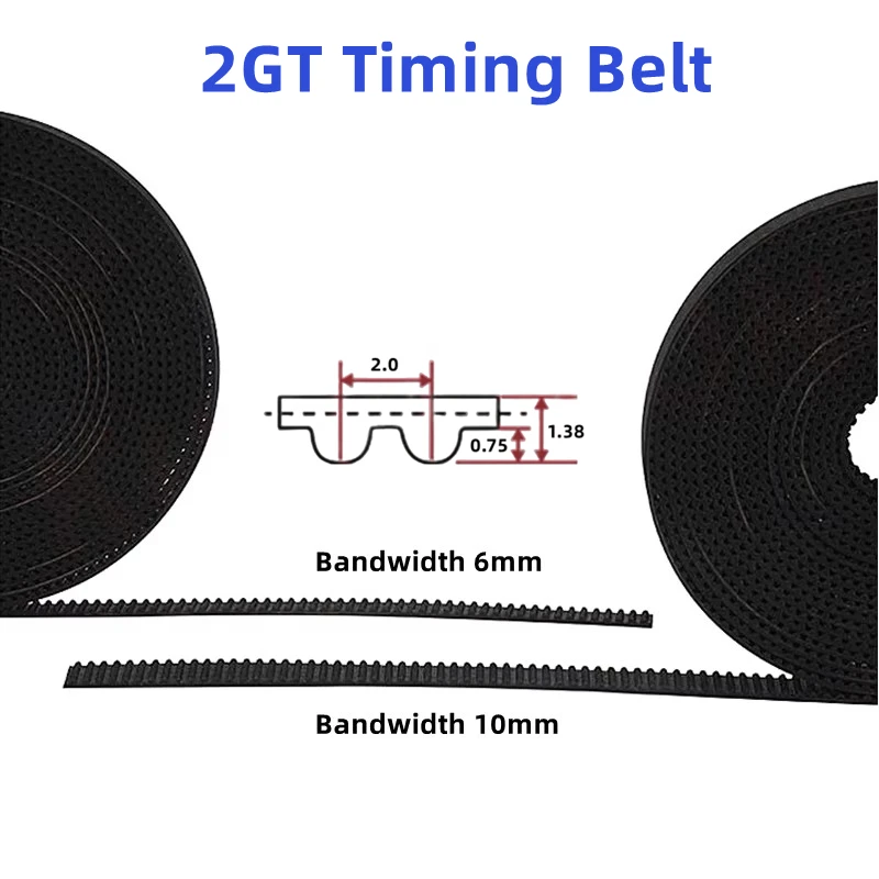 5/10/50m GT2-6/10mm correia dentada aberta 2gt fibra de aramida borracha/pu com núcleo de aço gt2 comprimento de corte da correia para impressora 3d atacado