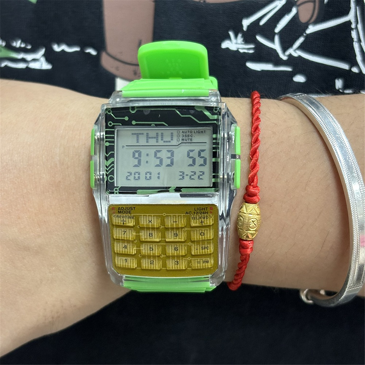 BABQ-reloj electrónico con calculadora multifunción que puede grabar números de teléfono, resistente al agua, cómodo, resistente al desgaste, luminoso