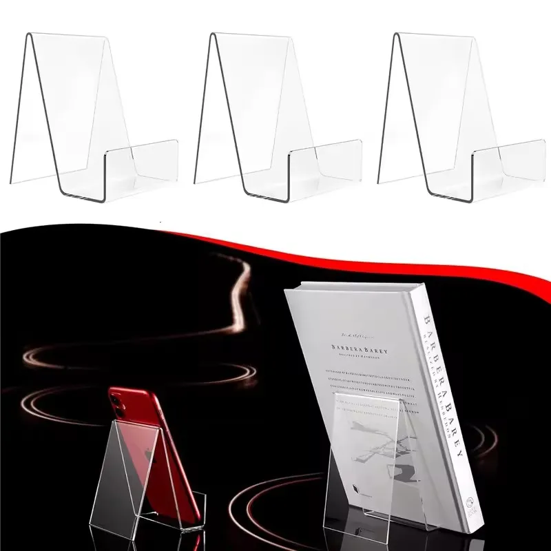 Supporto per libri in acrilico da 4 pezzi per display Supporto per cavalletto trasparente per display Supporto per cartolina adesiva
