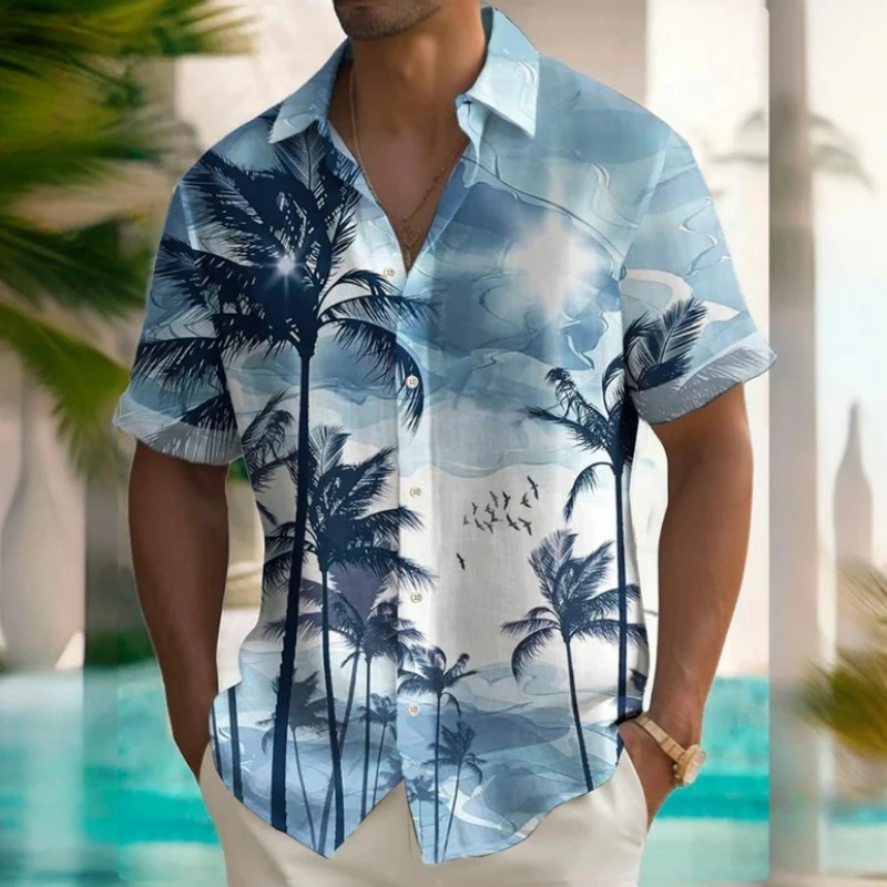 Camicie hawaiane con stampa floreale 3d Beach 2024 Camicia da uomo Estate Quotidiano Casual Manica corta per uomo Abbigliamento ampio oversize