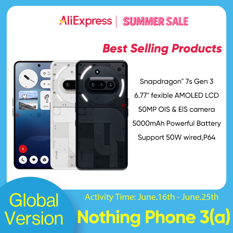 Nothing Phone 3a 5G Smartphone Snapdragon 7s Gen 3 6,77” flexible AMOLED 5000mAh 50W Carga 50MP OIS & EIS cámara Android 15