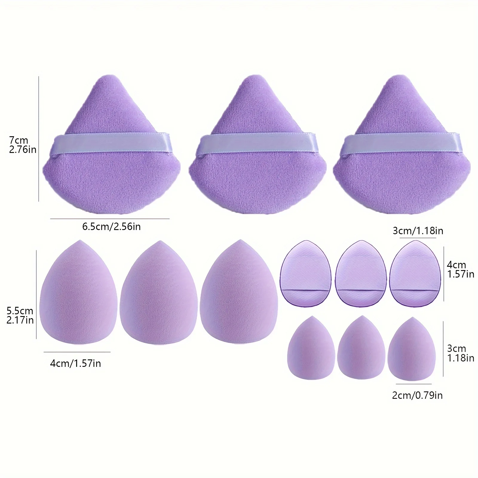 Juego de esponjas de maquillaje profesional de 12 piezas: herramientas suaves y multiusos para una aplicación perfecta de base, polvo y colorete