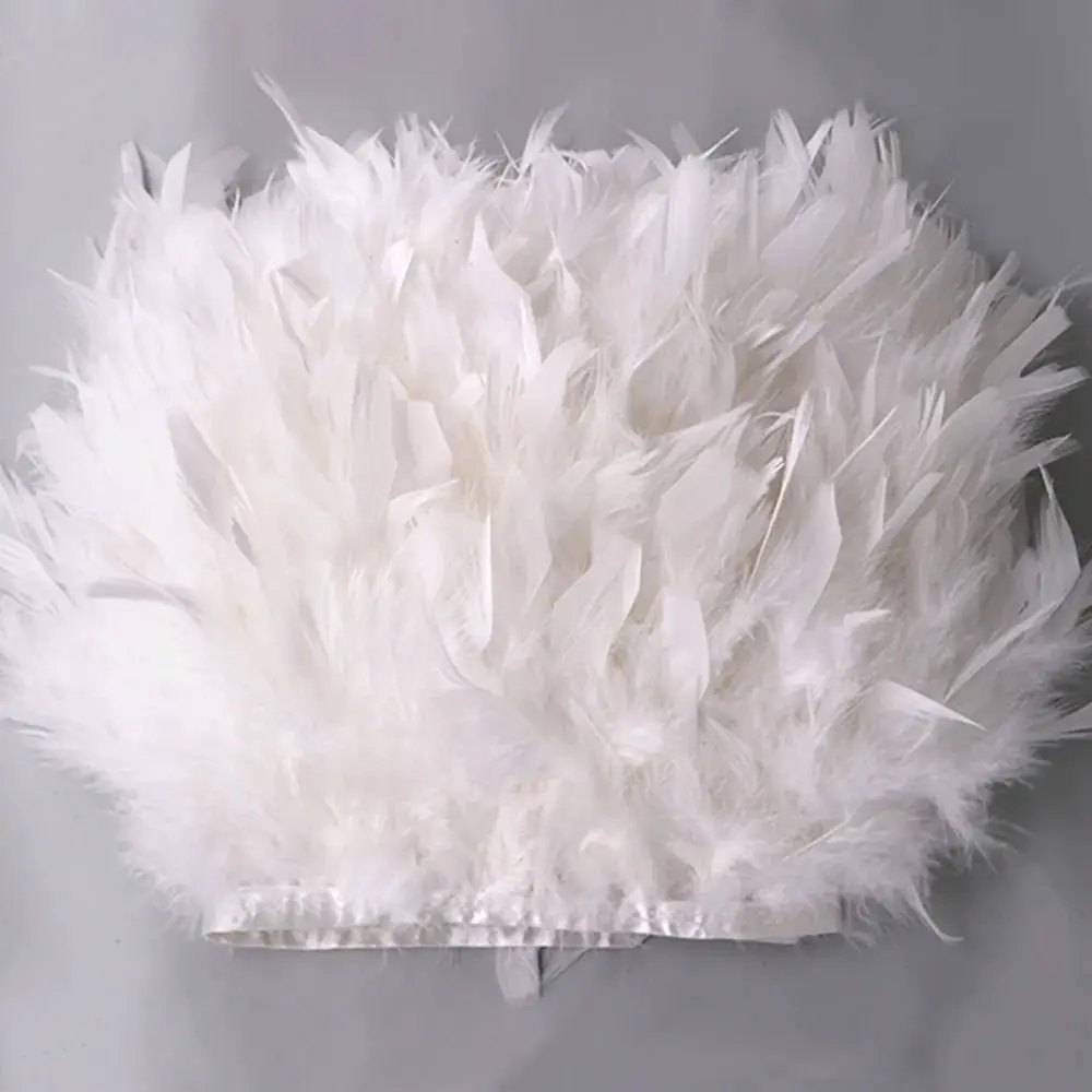 1 เมตรงานแต่งงานธรรมชาติตุรกี Feathers เย็บตกแต่งริบบิ้นพู่ Feathers Trim Home Decor 10-15 ซม.เครื่องแต่งกายผ้า
