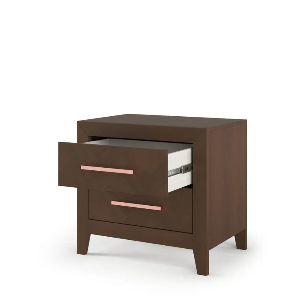 2 Drawer Nightstand for Nursery or Bedroom, Large Storage Drawers, Made of Sturdy Pinewood, Non-Toxic, Baby Safe Finish
