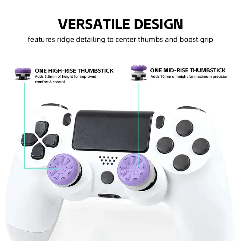 2Pcs Hand Grip Extenders Caps for PS4 Game Controller Gamepad Thumb Stick Grips High/Low Rise Covers For Playstation 4 5,Xbox