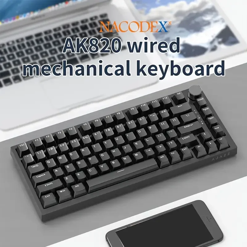 AJAZZ AK820 Con cable con botones de volumen giratorios Teclas intercambiables en caliente para teclados mecánicos de oficina y hogar