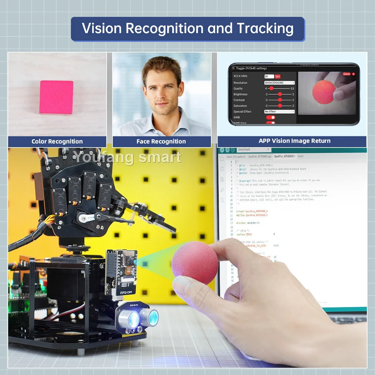 UNO Open Source AI Bionic Robot Hand Support Somatosensory Glove Control 6 Dof Robotic Fingers for Arduino Programming  DIY Kit