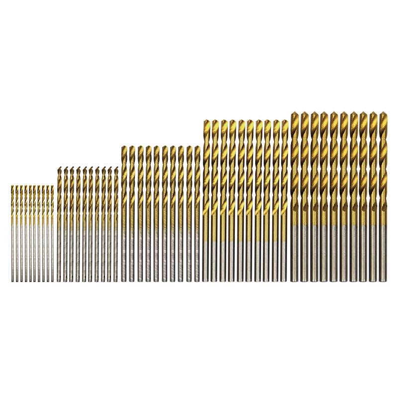 50-teiliges Titanbeschichtetes Spiralbohrer-Set, 1–3 mm, kleine HSS-Bohrer für elektrische Bohrmaschine, DIY-Holzbearbeitungswerkzeug