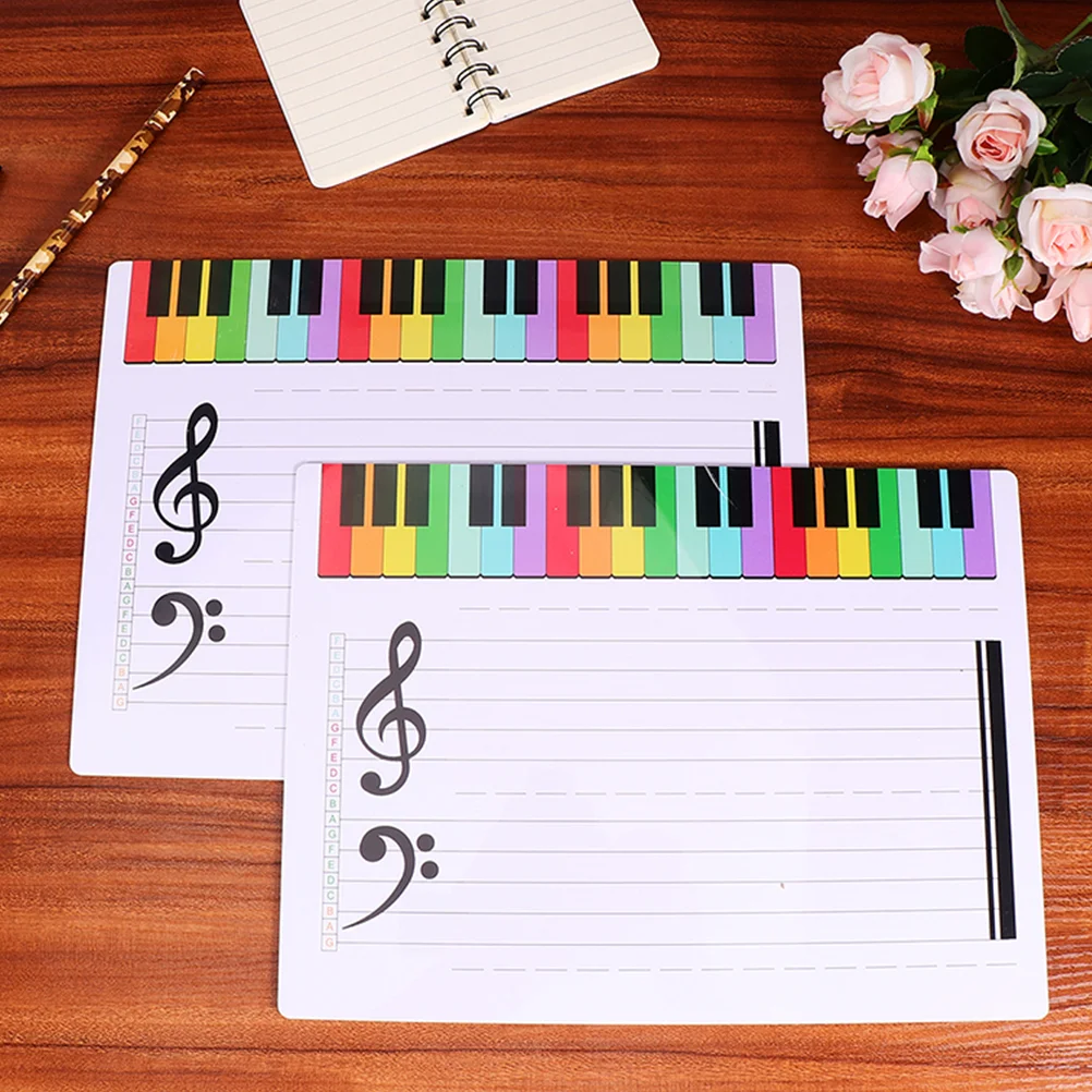 2Pcs Magnetic Whiteboard Music Teaching Tool Writable Erasable Note Whiteboard Reusable Stave Board Presentation Supplies