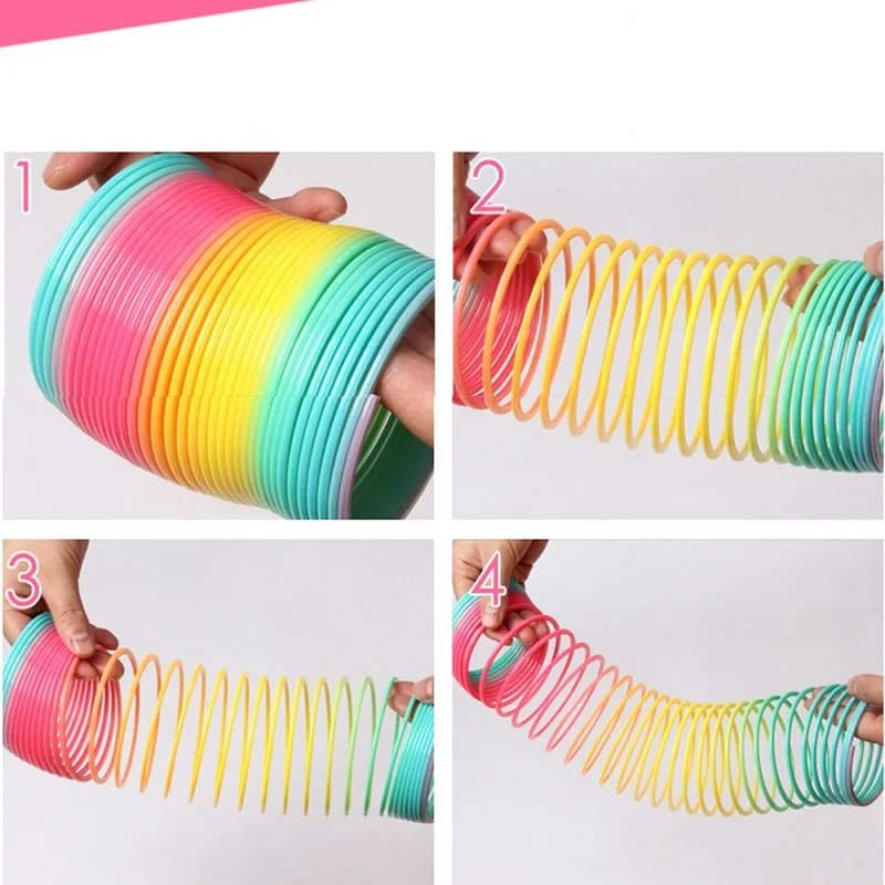 สีสายรุ้งวงกลมตลก Magic ของเล่น Early Development การศึกษาพับพลาสติกสปริงขดลวดเด็ก Creative Magical ของเล่น