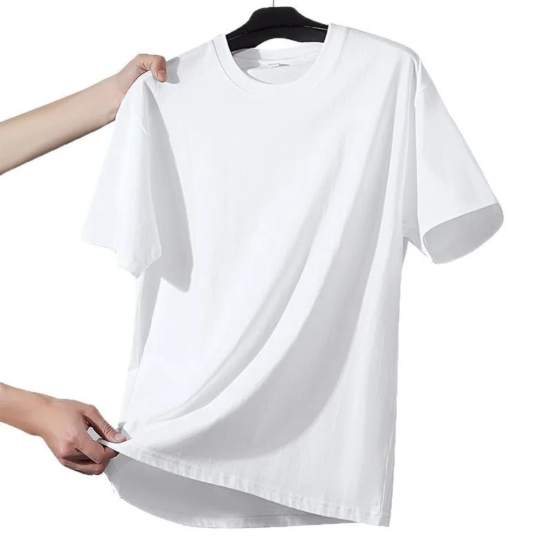เสื้อยืดผู้ชาย 2025 ฤดูร้อนOversizeผ้าฝ้ายเสื้อยืดสบายๆคุณภาพสูงแขนสั้นTeeเสื้อผู้ชายBasicสีทึบเสื้อกีฬา
