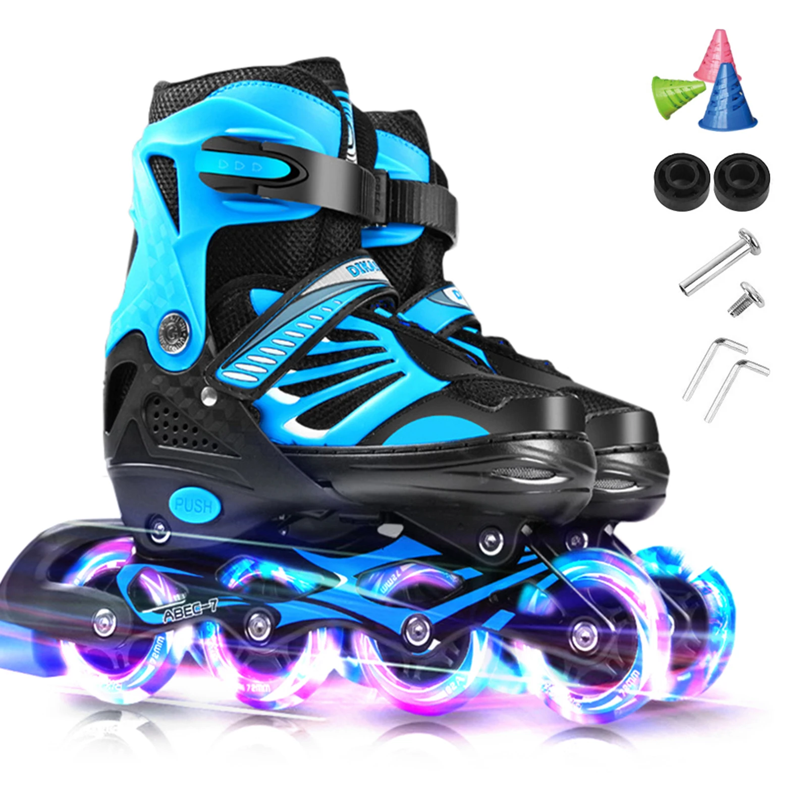 Patines en línea iluminados ajustables con ruedas iluminadas para patines en línea para niños y jóvenes
