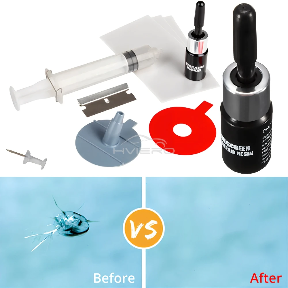 Kit de resina para reparo de para-brisa de carro, ferramentas para quebrar arranhões, restauração, adesivos protetores, limpador de vidro, cuidados sem rastros