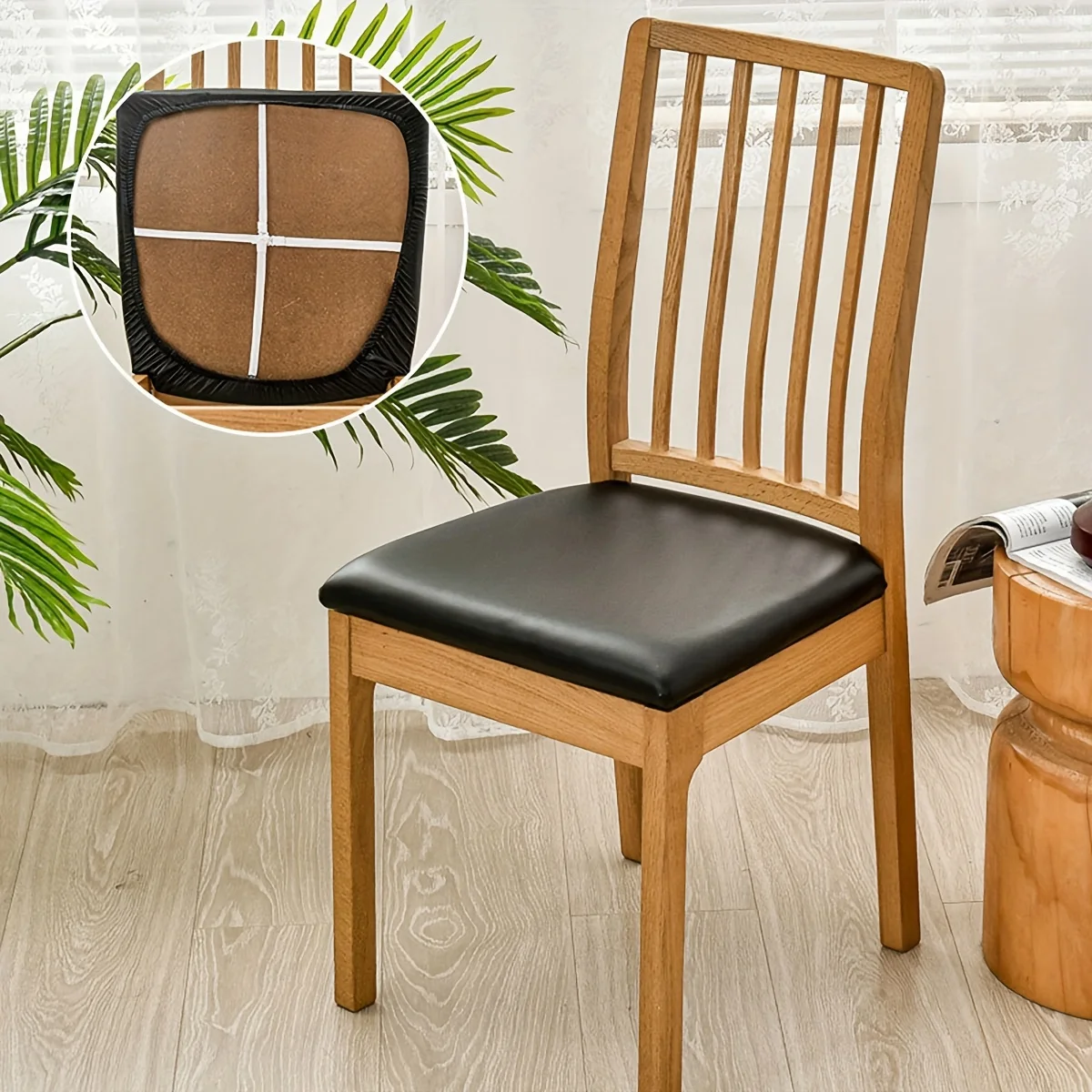 1 unidad, funda impermeable para silla de comedor de cuero PU, funda para asiento de silla, funda protectora para silla de hotel, funda para cojín de asiento para el hogar