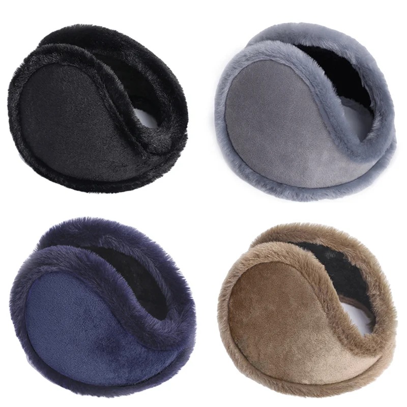 Orejeras suaves de felpa para hombre y mujer, orejeras cálidas para invierno, orejeras de Color sólido a la moda, protección contra el frío para exteriores, orejeras