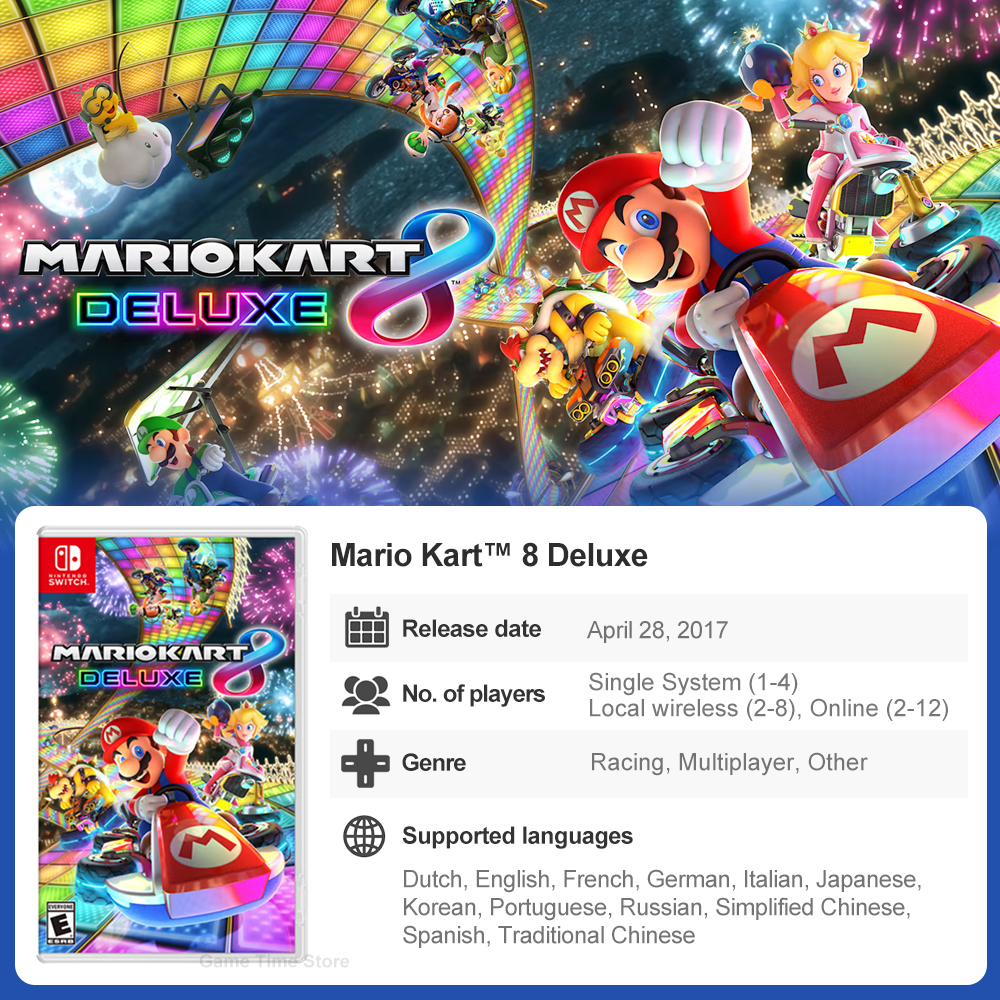 Mario Kart 8 Deluxe Juegos Nintendo Switch 100%, tarjeta de juego física Original oficial, género de carreras para Switch OLED Lite