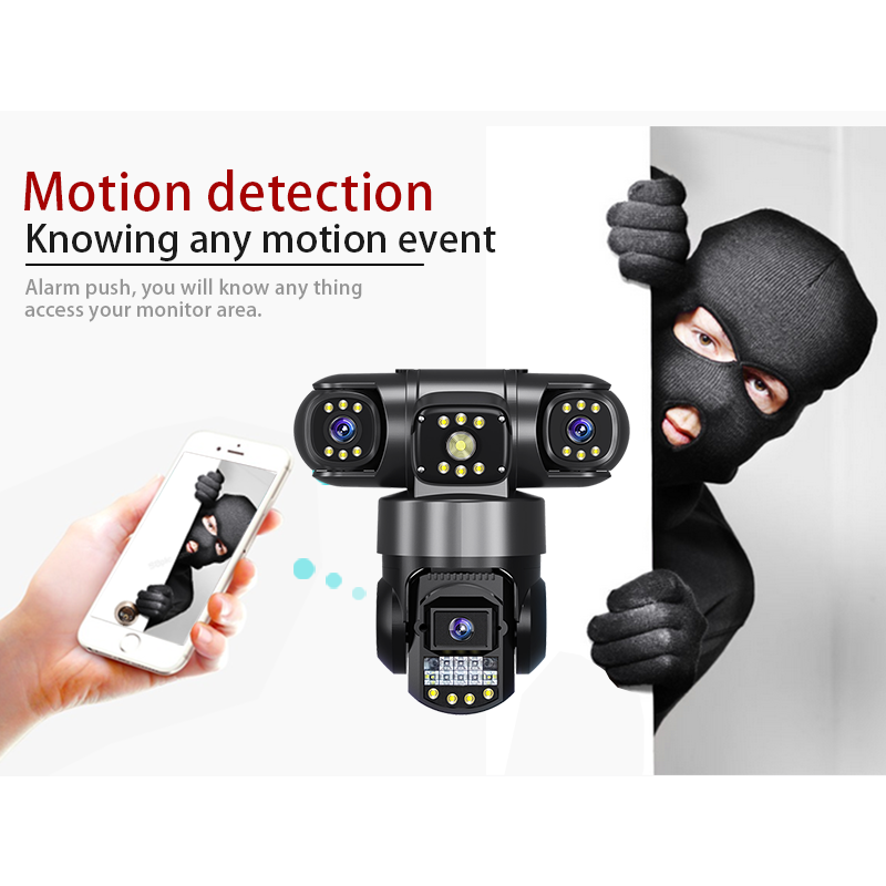 15MP Three Lens Three Screens PTZ IP Camera Outdoor HD Wifi Security Camera 10X Zoom Ai Human Detection Home Surveillance Camera