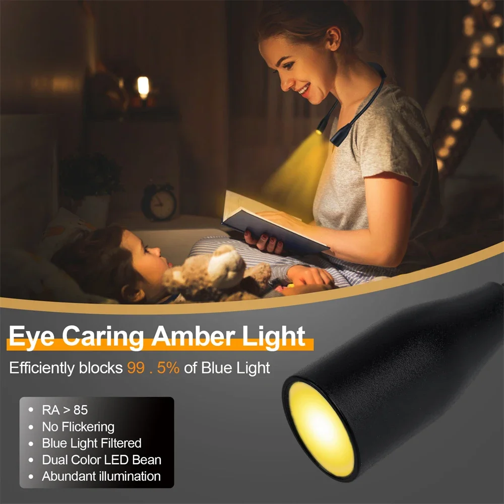 Lámpara de libro con luz LED para cuello de lectura 360 °   Luz de libro de lectura de brazo Flexible, lámpara de cuello de lectura, luz nocturna de lectura de estudio